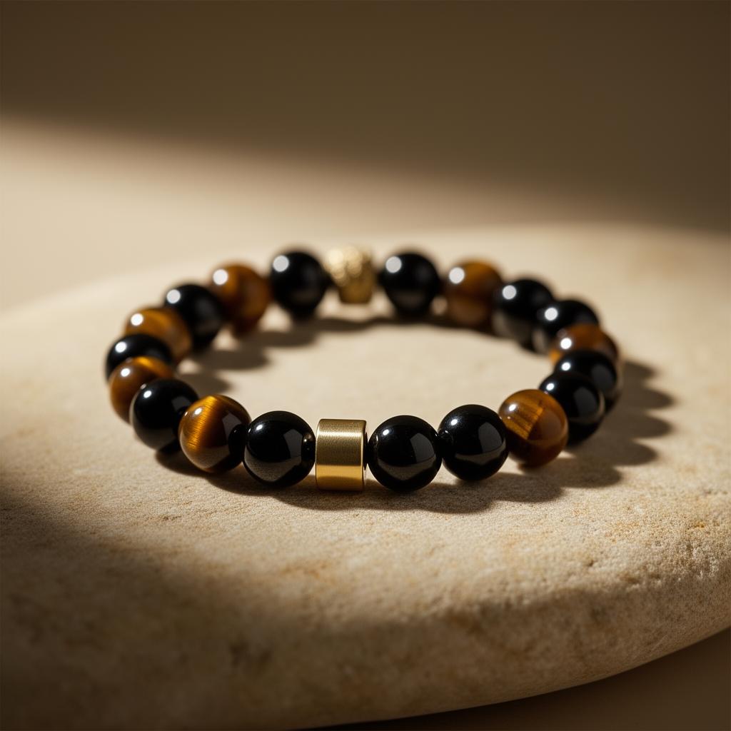 Handcrafted Tibead bracelet on stone surface